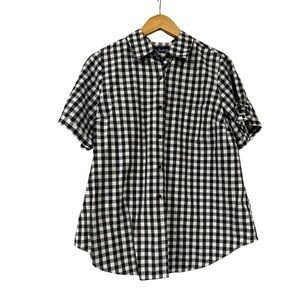 Black and White Checkered Women’s Button Up Shirt